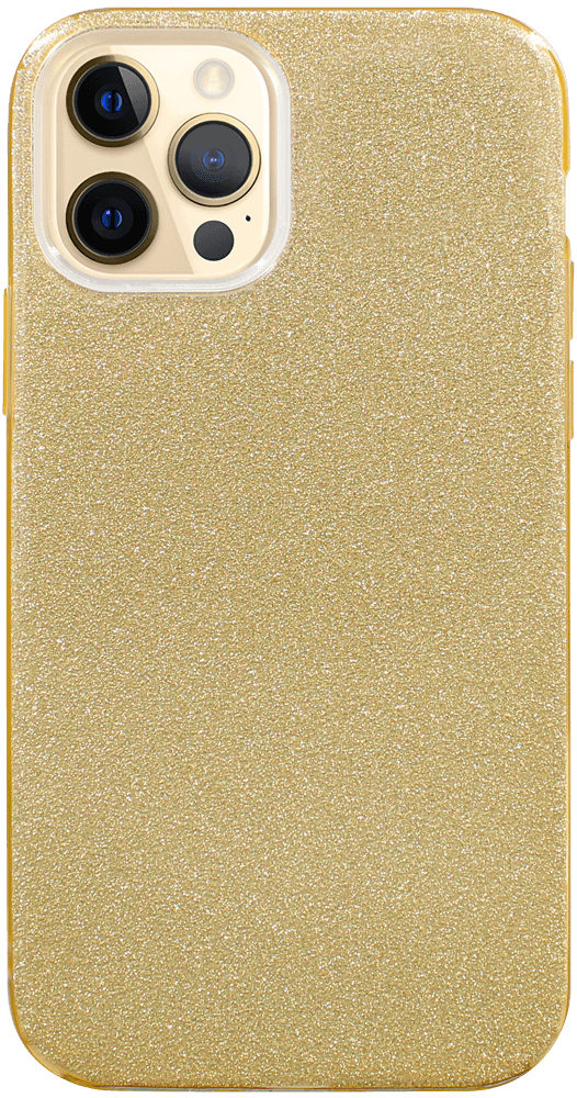 Apple iPhone 12 Pro szilikon tok kivehető ezüst csillámporos réteg halvány sárga