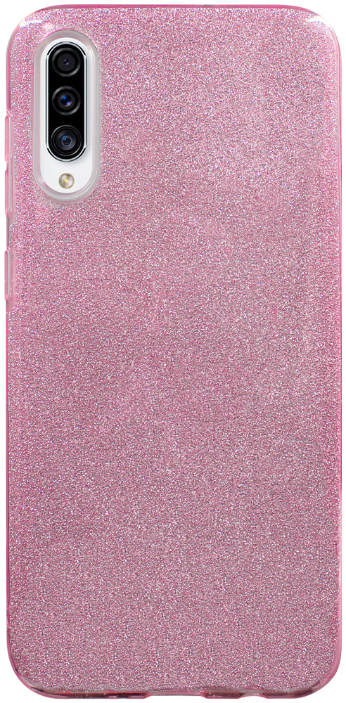 Samsung Galaxy A50 (SM-505) szilikon tok kivehető ezüst csillámporos réteg halvány rózsaszín