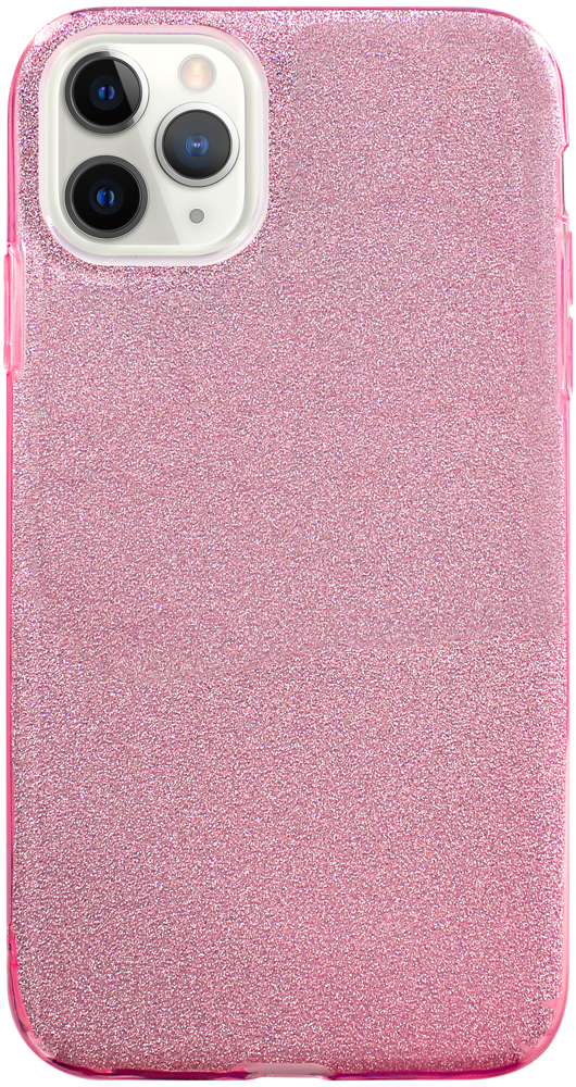 Apple iPhone 11 Pro Max szilikon tok kivehető ezüst csillámporos réteg halvány rózsaszín