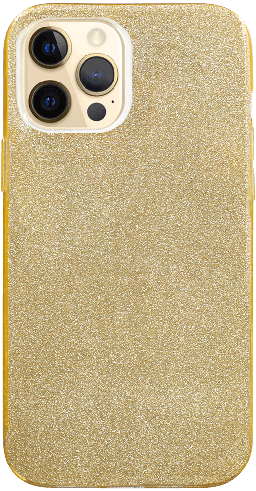 Apple iPhone 12 Pro Max szilikon tok kivehető ezüst csillámporos réteg halvány sárga