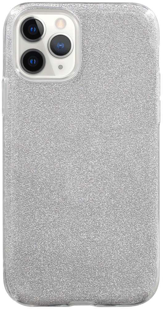 Apple iPhone 11 Pro szilikon tok kivehető ezüst csillámporos réteg átlátszó