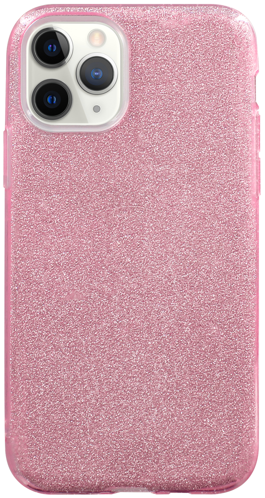 Apple iPhone 11 Pro szilikon tok kivehető ezüst csillámporos réteg halvány rózsaszín