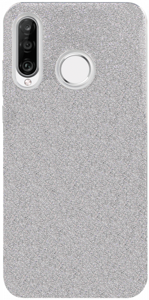 Huawei P30 Lite szilikon tok kivehető ezüst csillámporos réteg átlátszó