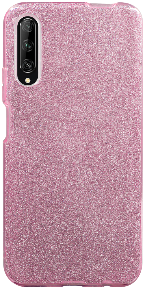 Huawei P Smart Pro 2019 szilikon tok kivehető ezüst csillámporos réteg halvány rózsaszín