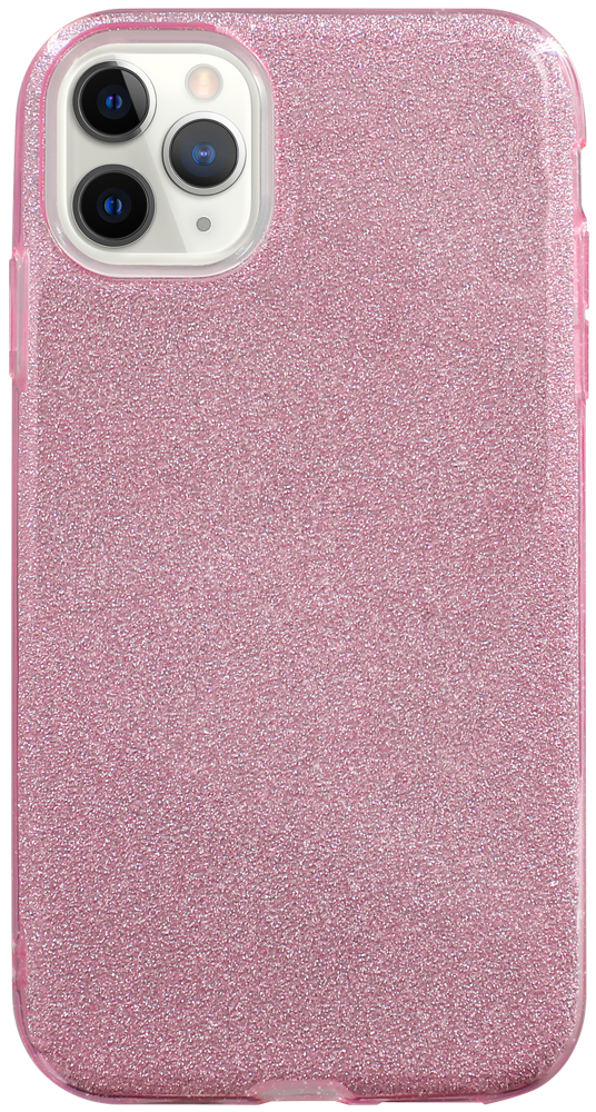 Apple iPhone 11 szilikon tok kivehető ezüst csillámporos réteg halvány rózsaszín