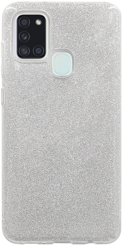 Samsung Galaxy A21s (SM-A217F) szilikon tok kivehető ezüst csillámporos réteg átlátszó