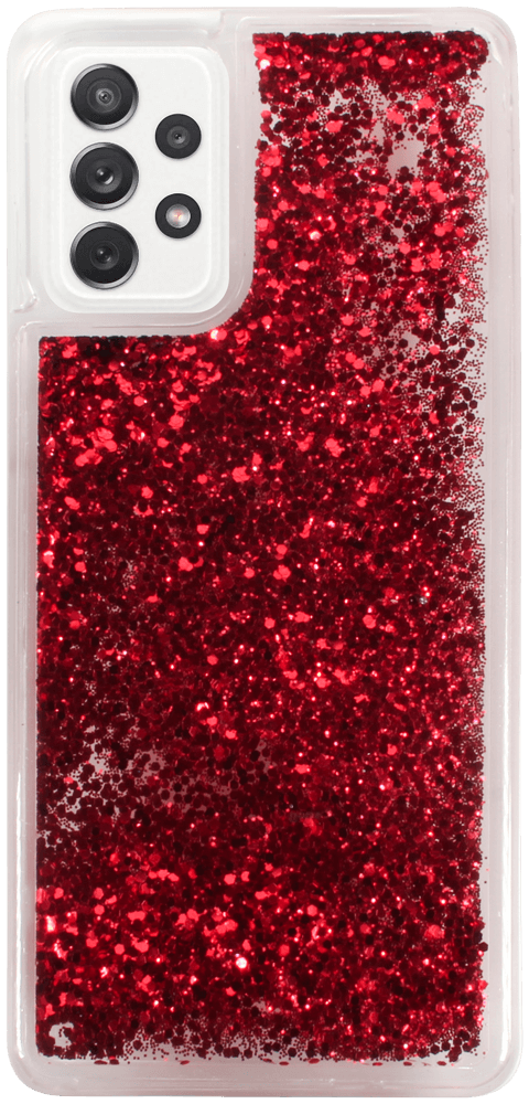 Samsung Galaxy A72 4G (SM-A725F) szilikon tok Liquid Glitter piros
