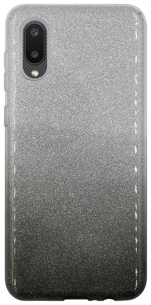 Samsung Galaxy A02 (SM-A022F) szilikon tok csillogó hátlap fekete/ezüst