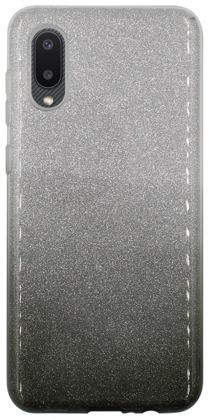 Samsung Galaxy M02 (SM-M022F) szilikon tok csillogó hátlap fekete/ezüst