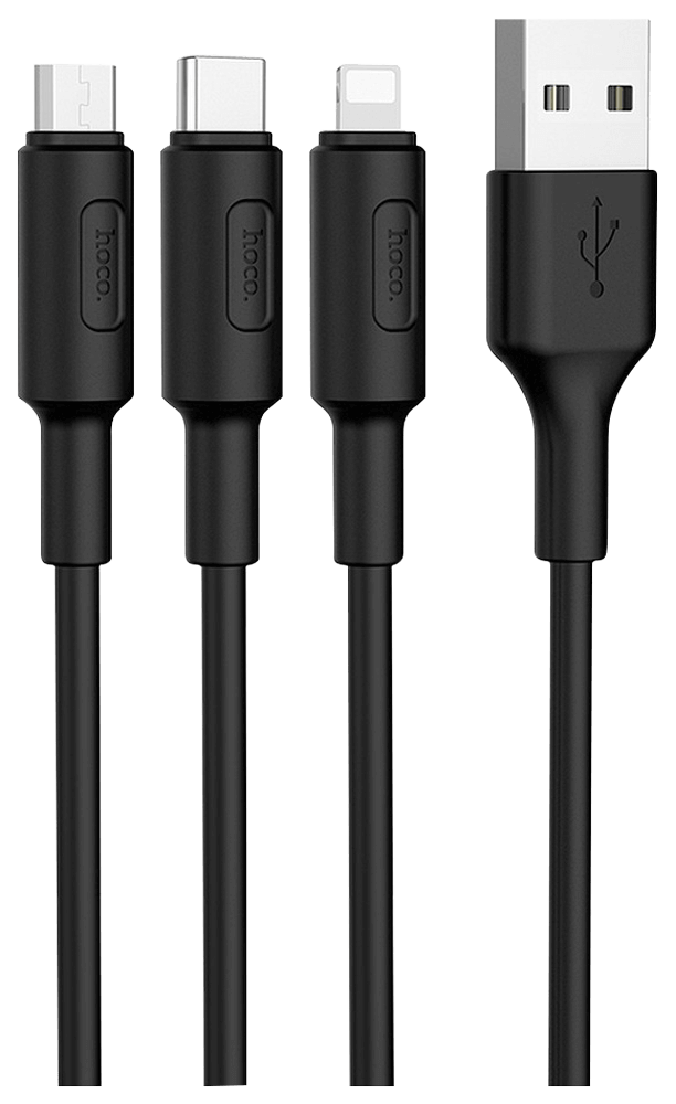 Huawei Y5 2017 HOCO USB kábel 3 az 1-ben fekete