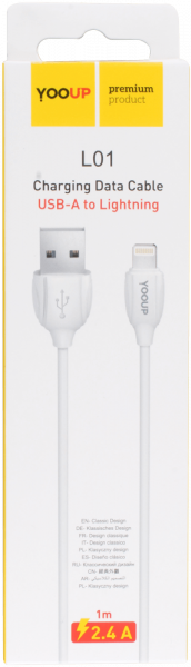 Apple iPhone 5 adatkábel Prémium Lightning USB fehér