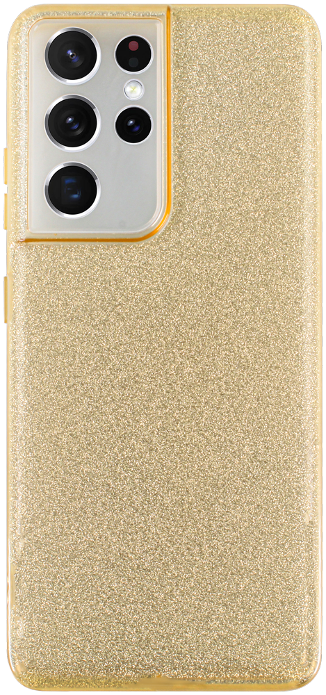 Samsung Galaxy S21 Ultra 5G (SM-G998B) szilikon tok kivehető ezüst csillámporos réteg kameravédővel halvány sárga