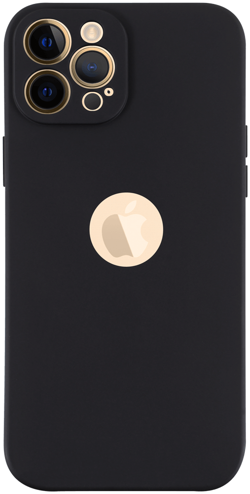 Apple iPhone 12 Pro Max szilikon tok logó kihagyós kameravédővel matt fekete