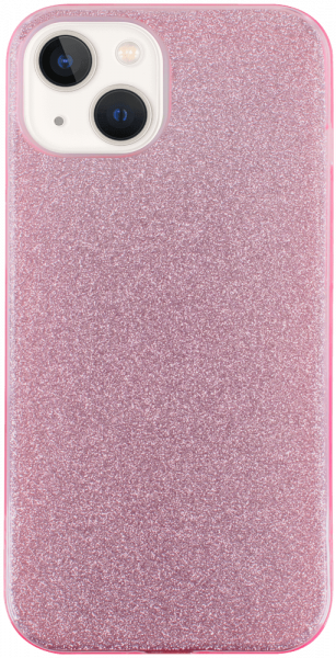 Apple iPhone 13 szilikon tok kivehető ezüst csillámporos réteg halvány rózsaszín