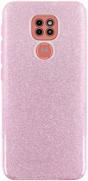 Motorola Moto G9 Play szilikon tok kivehető ezüst csillámporos réteg halvány rózsaszín