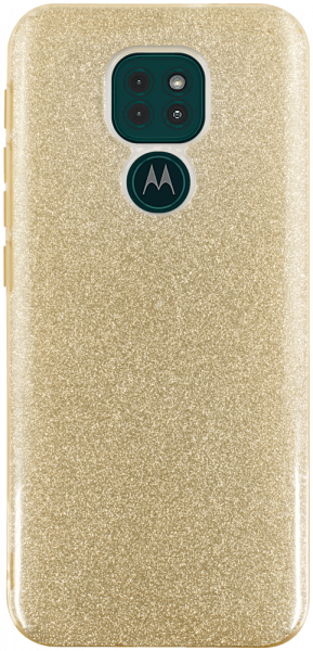 Motorola Moto G9 Play szilikon tok kivehető ezüst csillámporos réteg halvány sárga