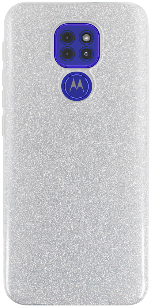 Motorola Moto G9 Play szilikon tok kivehető ezüst csillámporos réteg átlátszó
