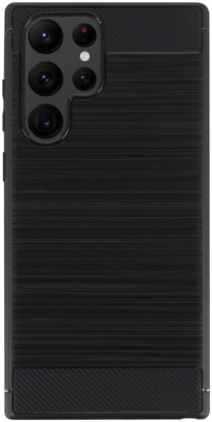 Samsung Galaxy S22 Ultra 5G (SM-S908B) ütésálló szilikon tok szálcsiszolt-karbon minta légpárnás sarok fekete