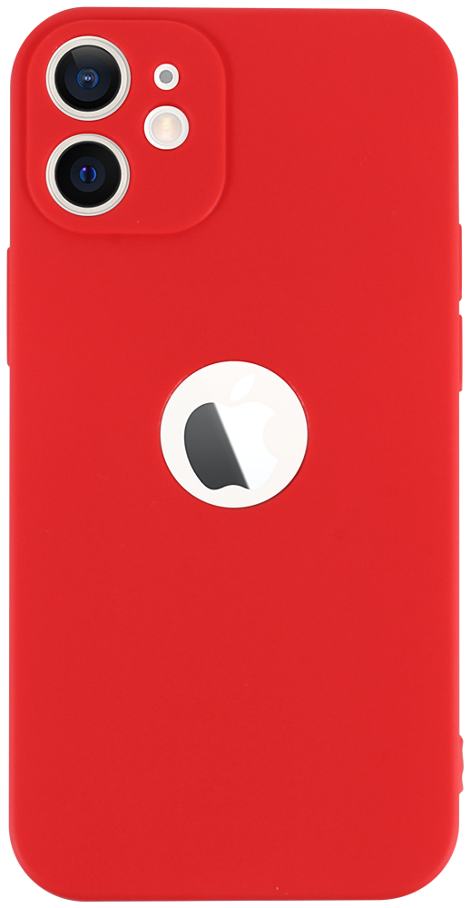 Apple iPhone 12 Mini szilikon tok logó kihagyós kameravédővel matt piros