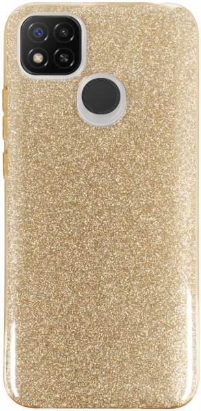 Xiaomi Redmi 9C NFC szilikon tok kivehető ezüst csillámporos réteg halvány sárga