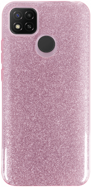 Xiaomi Redmi 9C szilikon tok kivehető ezüst csillámporos réteg halvány rózsaszín