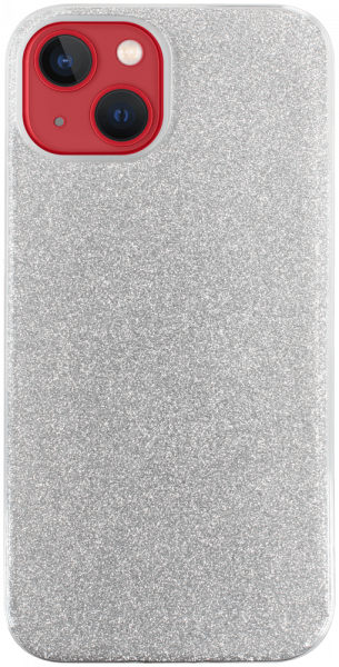 Apple iPhone 13 szilikon tok kivehető ezüst csillámporos réteg átlátszó