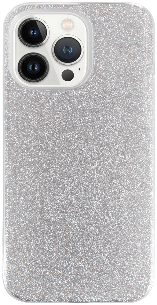 Apple iPhone 13 Pro szilikon tok kivehető ezüst csillámporos réteg átlátszó