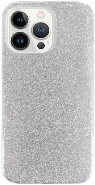 Apple iPhone 13 Pro szilikon tok kivehető ezüst csillámporos réteg átlátszó