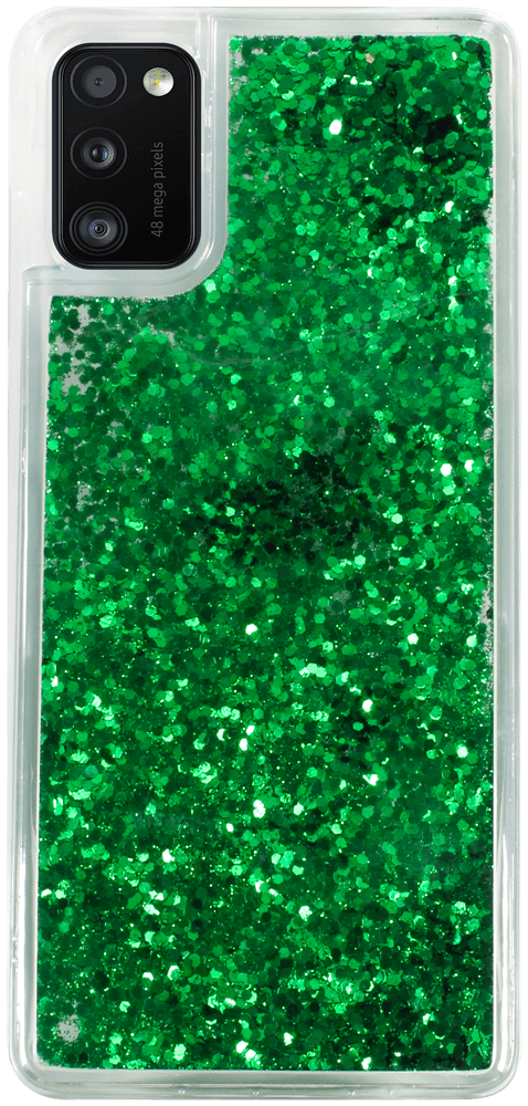 Samsung Galaxy A41 ( SM-A415F) szilikon tok Liquid Glitter zöld