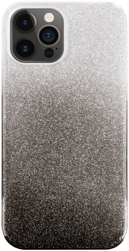 Apple iPhone 12 Pro Max szilikon tok csillogó hátlap fekete/ezüst