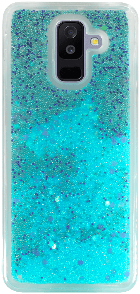 Samsung Galaxy A6 Plus 2018 (A605) szilikon tok Liquid Glitter türkiz