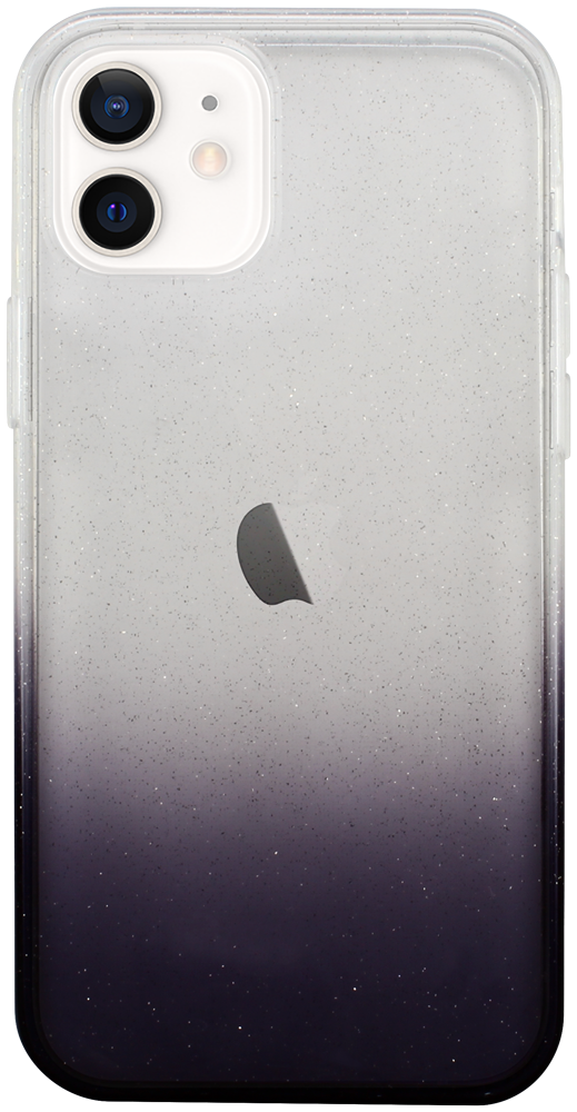 Apple iPhone 12 szilikon tok színátmenetes csillámos átlátszó/lila