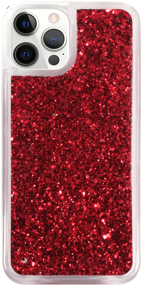 Apple iPhone 12 Pro Max szilikon tok Liquid Glitter piros