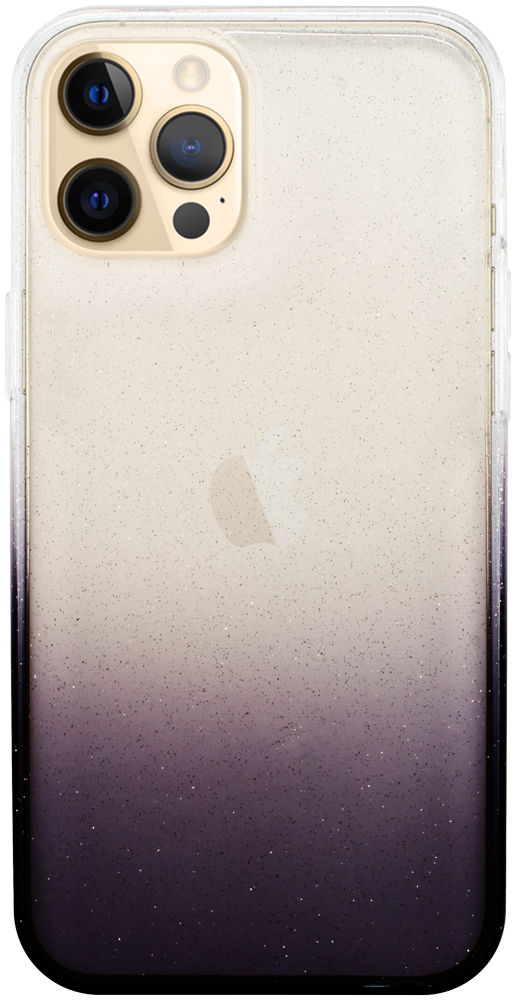 Apple iPhone 12 Pro Max szilikon tok színátmenetes csillámos átlátszó/lila