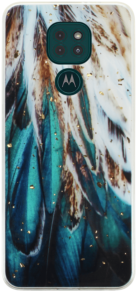 Motorola Moto G9 Play kemény hátlap Gold Glam Feathers