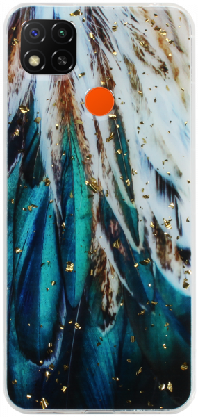Xiaomi Redmi 9C kemény hátlap Gold Glam Feathers