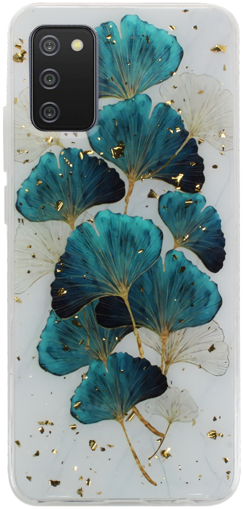 Samsung Galaxy A02s (SM-A025) kemény hátlap Gold Glam Leaves
