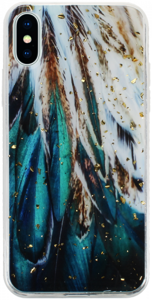 Apple iPhone XS kemény hátlap Gold Glam Feathers