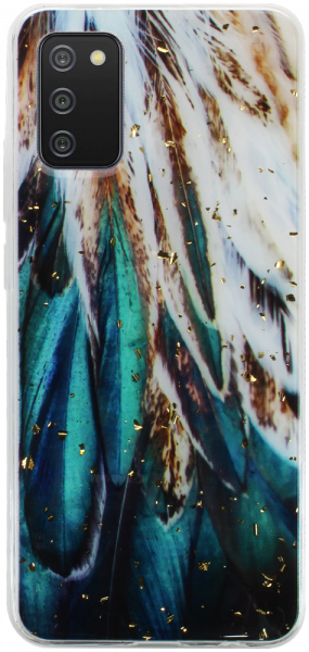 Samsung Galaxy A02s (SM-A025) kemény hátlap Gold Glam Feathers