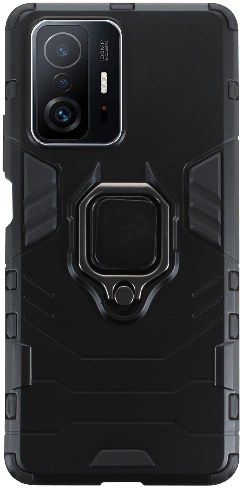Xiaomi 11T Pro 5G ütésálló tok légpárnás sarkas, hibrid Ring Armor fekete
