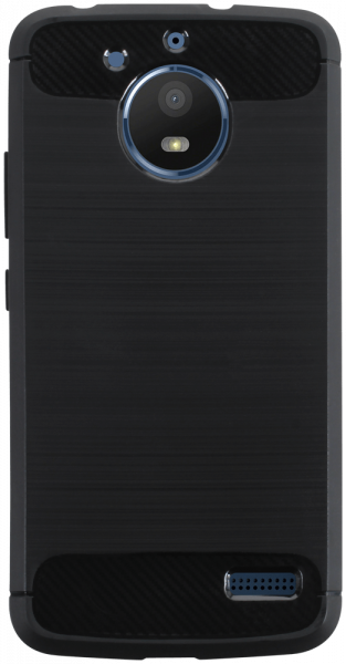 Motorola Moto E4 Plus ütésálló szilikon tok szálcsiszolt-karbon minta légpárnás sarok fekete