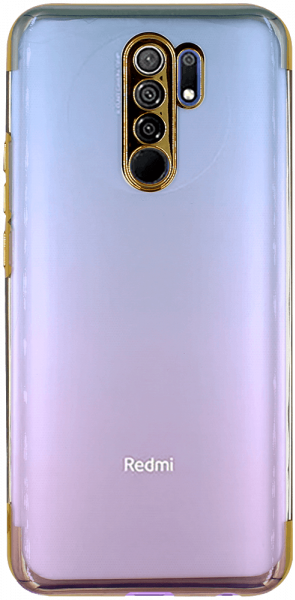 Xiaomi Redmi 9 Prime szilikon tok fémhatású keret arany/átlátszó
