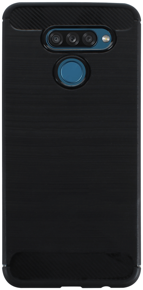LG K50S ütésálló szilikon tok szálcsiszolt-karbon minta légpárnás sarok fekete