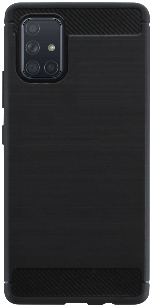 Samsung Galaxy A71 5G (SM-A716B) ütésálló szilikon tok szálcsiszolt-karbon minta légpárnás sarok fekete