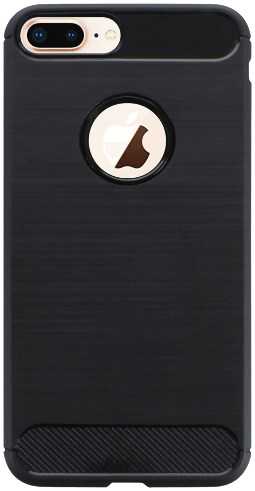 Apple iPhone 7 Plus ütésálló szilikon tok szálcsiszolt-karbon minta légpárnás sarok logó kihagyós fekete