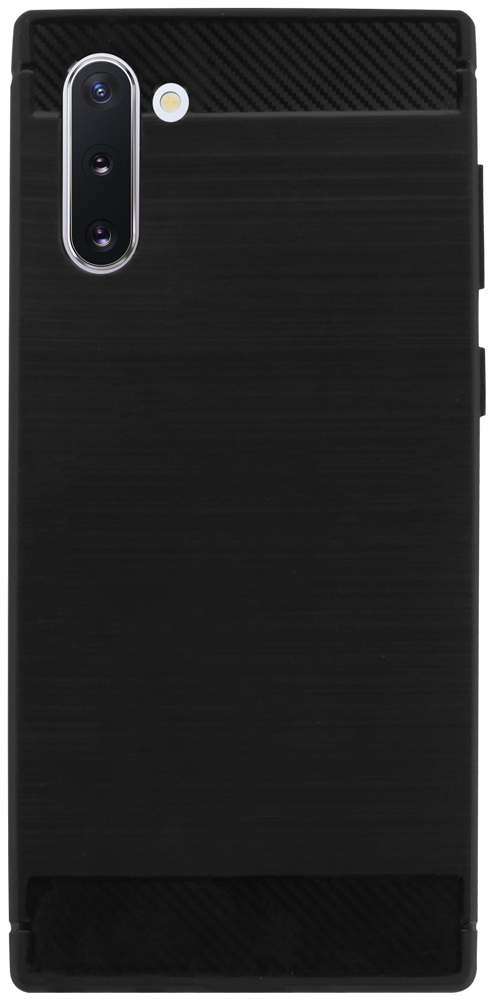 Samsung Galaxy Note 10 ütésálló szilikon tok szálcsiszolt-karbon minta légpárnás sarok fekete