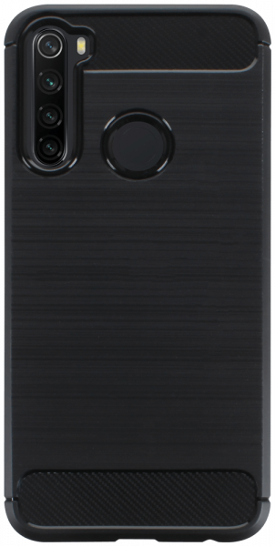 Xiaomi Redmi Note 8 ütésálló szilikon tok szálcsiszolt-karbon minta légpárnás sarok fekete