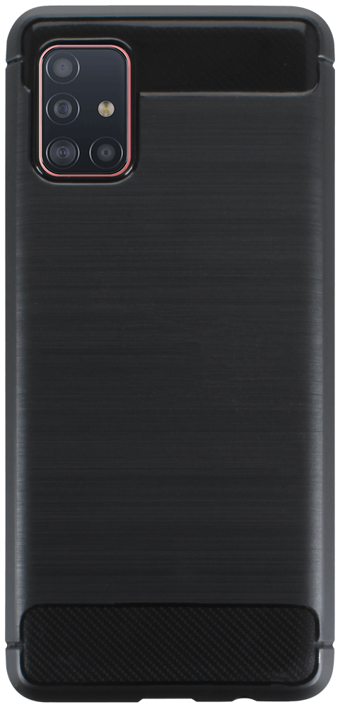 Samsung Galaxy A51 5G (SM-A516B) ütésálló szilikon tok szálcsiszolt-karbon minta légpárnás sarok fekete