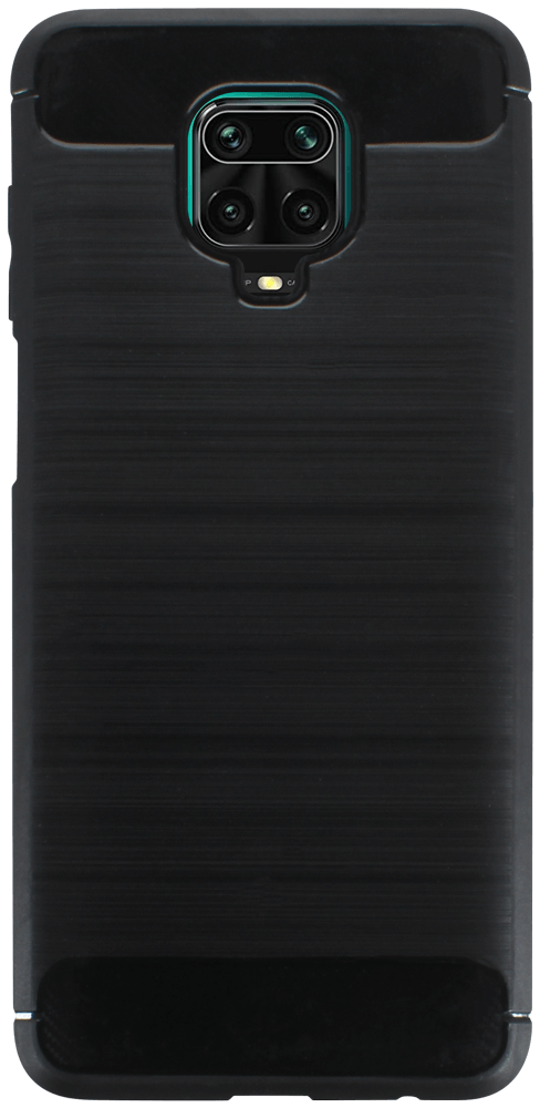 Xiaomi Redmi Note 9 Pro Max ütésálló szilikon tok szálcsiszolt-karbon minta légpárnás sarok fekete