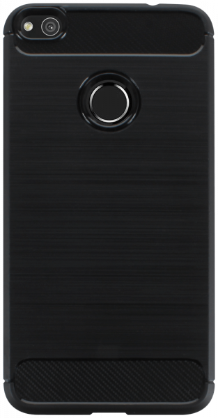 Huawei Nova Lite ütésálló szilikon tok szálcsiszolt-karbon minta légpárnás sarok fekete